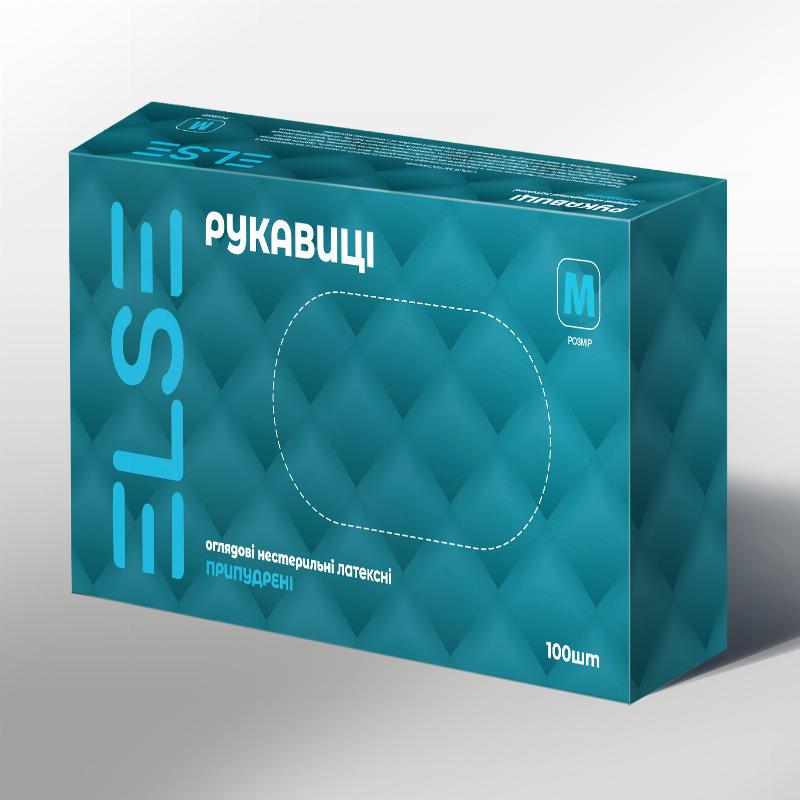 Рукавички латексні оглядові припудрені нестерильні ElseTM, розмір M